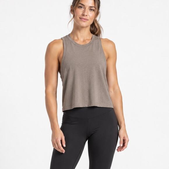 NOBULL Tops - NOBULL High Neck Racerback Cropped Tank Brown Size Medium NWT